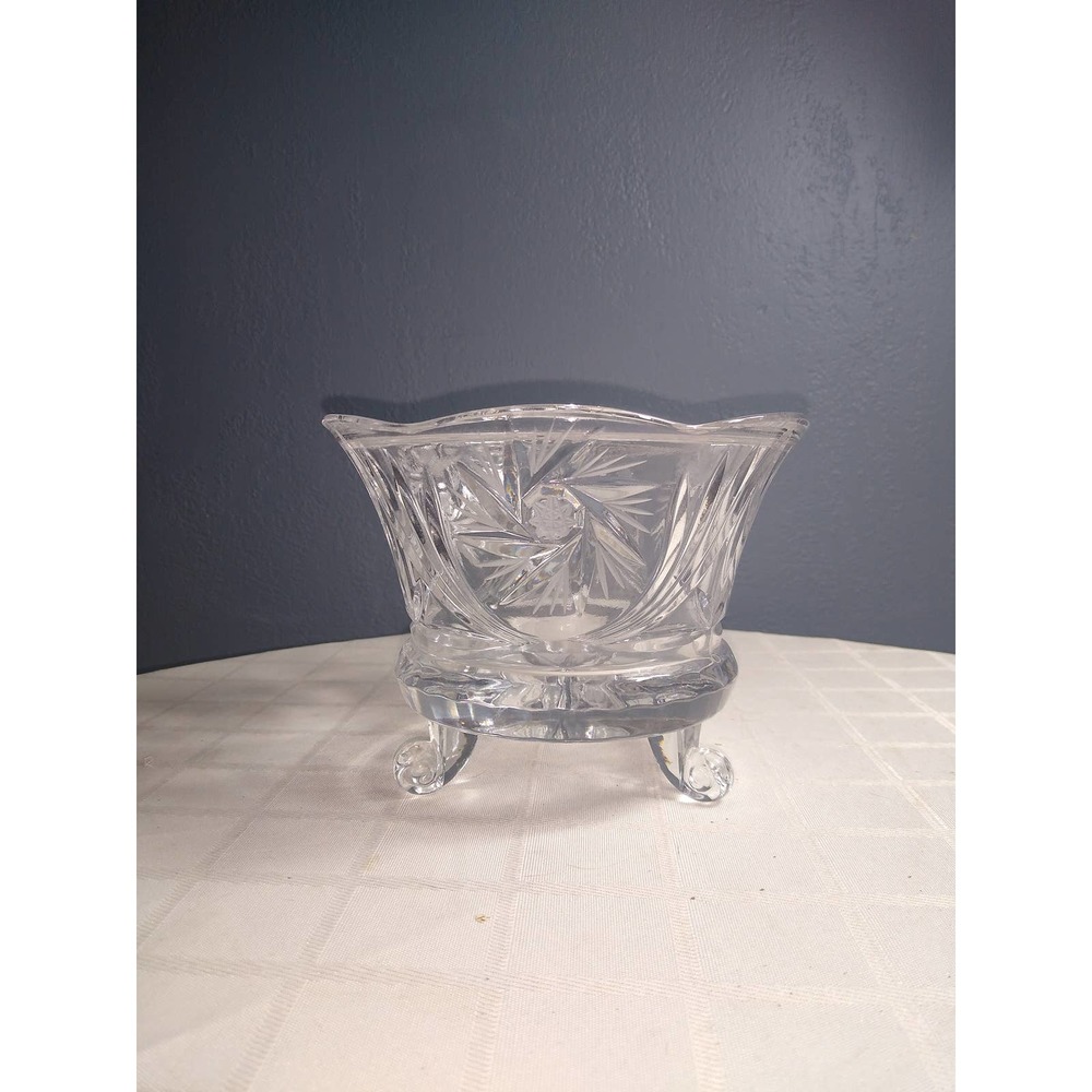 Anna Hutte Bleikristall Lead Pinwheel Crystal Cut Crystal Footed Candy Dish